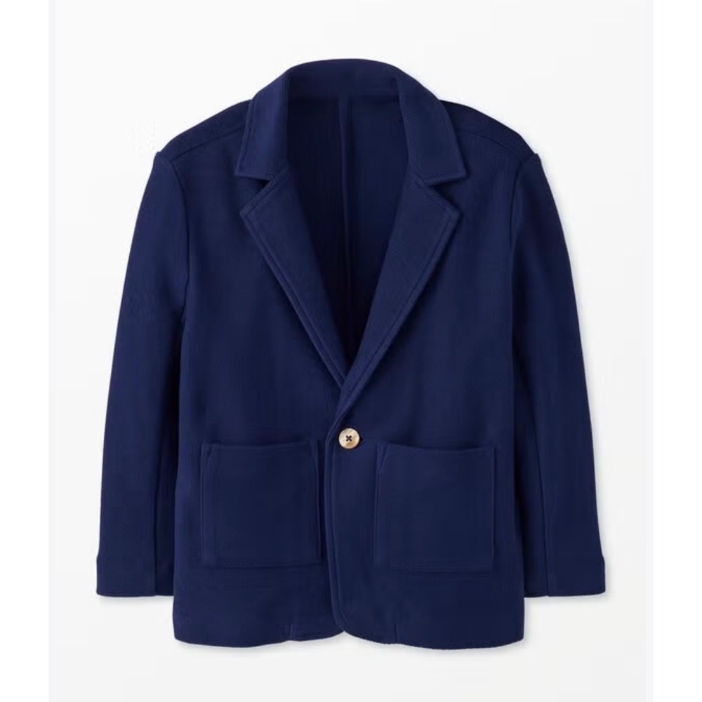 Hanna Andersson Kids Navy Blue Knit Twill Blazer Jacket 100% Cotton Sz 100 US 4